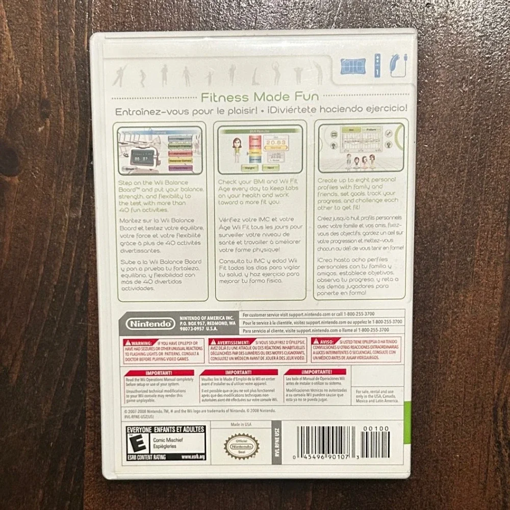 Nintendo Wii Fit Video Game 2007 Case Manual Fitness Balance‎ Training Exercise
